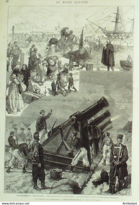 Le Monde illustré 1874 n°875 Espagne Carthagène Exemo Manuel Pavia Versailles (78)