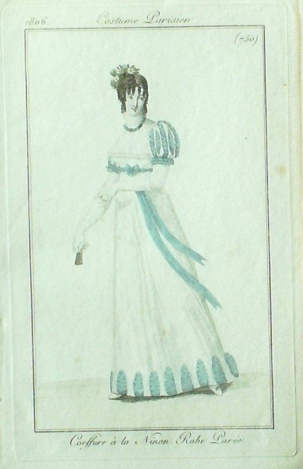 Gravure Mode Costume Parisien 1806 #  750 (eau forte old Fashion plate