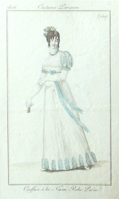Gravure Mode Costume Parisien 1806 #  750 (eau forte old Fashion plate
