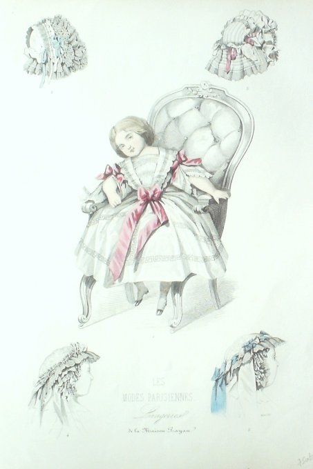 Gravure Les Modes Parisiennes 1856 # 750b Lingeries Maison Payan