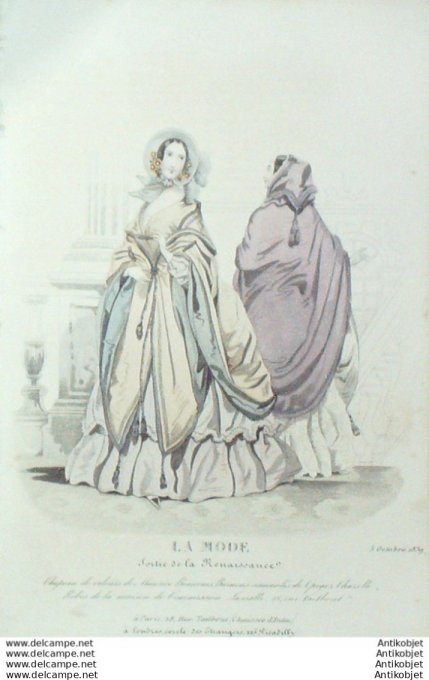 Gravure La mode 1839 # 37 (aquarelle old Fashion plate)