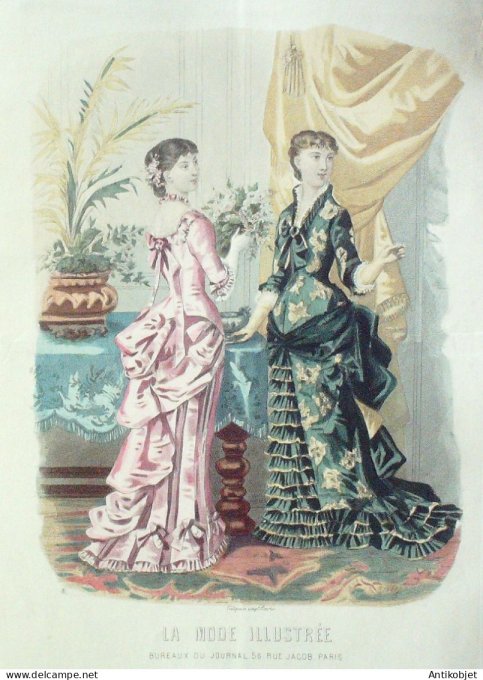 Gravure Mode illustree 1882 #  3 (Old Fashion plate)