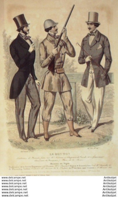 Gravure Mode Le Bon Ton 1847 14 # 24 (aquarelle old fashion plate)