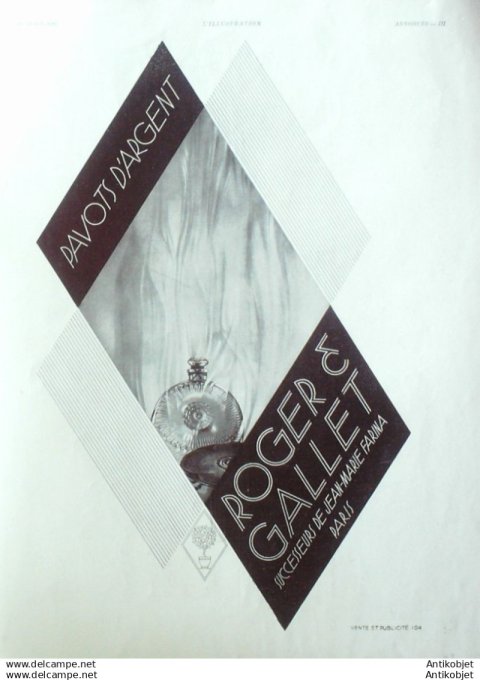 Publicite Cosmetique Rigaud Pavots d'argent 1930