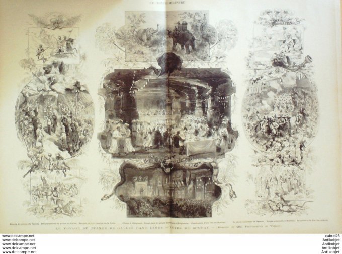 Le Monde illustré 1875 n°975 Montreuil (93) Espagne Catalogne Le Somaten Inde Bombay Baroda Gulcowar