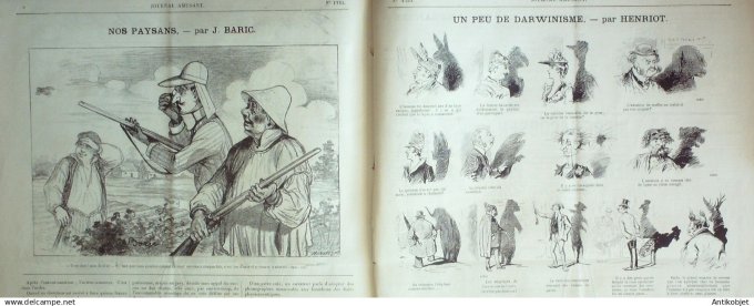 Le Journal Amusant 1889 # 1733 Un feu de Dawinisme par Henriot