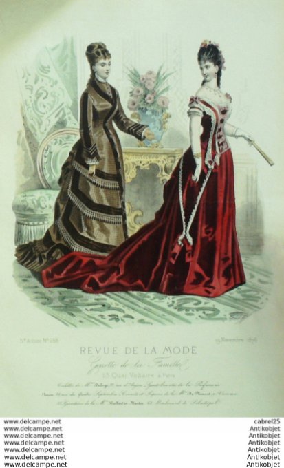 Gravure Mode La Gazette 1876 # 255 (Old Fashion plate)