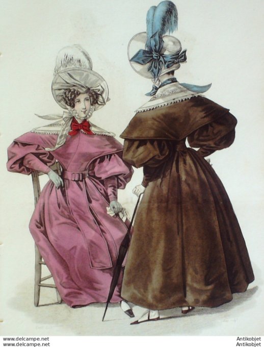 Costume Parisien 1832 # 2983 Robe de Charly à pélerine