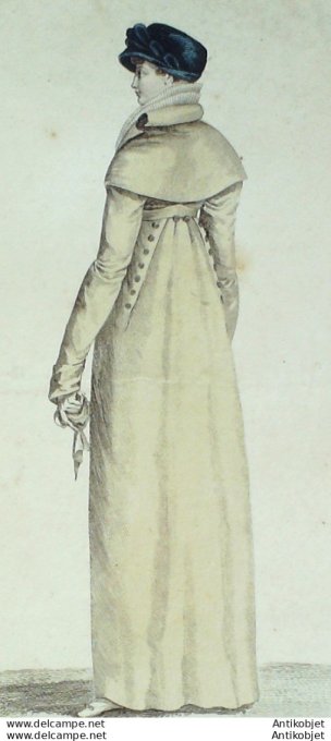 Gravure de mode Costume Parisien 1805 n° 600 (An 13) Redingote de drap