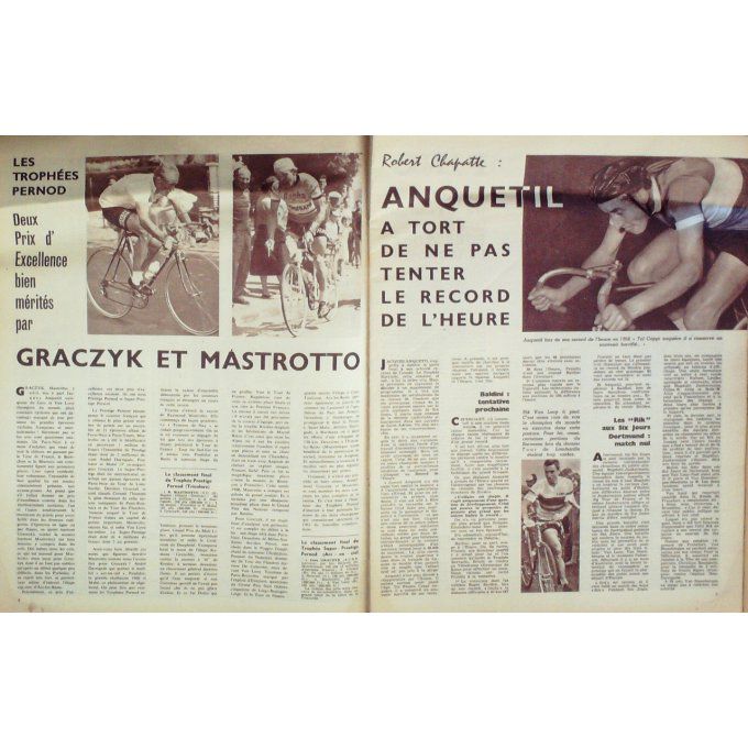 Miroir Sprint 1960 #  752 31 Oct Suede France Darbos Anquetil Cerami Kopa Paris Roubaix