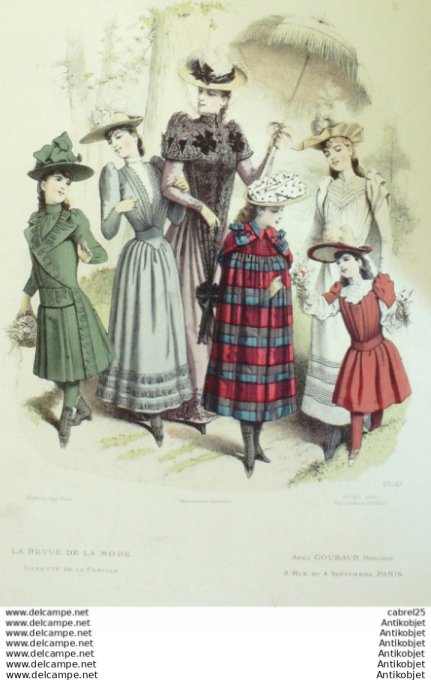 Gravure Mode La Gazette 1890 # 13 (Old Fashion plate)