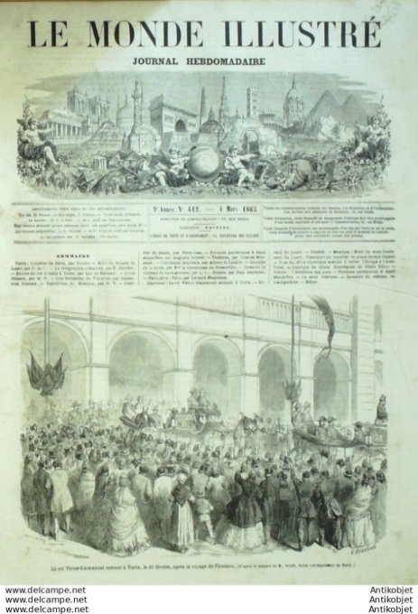 Le Monde illustré 1865 n°412 Vizille (38) San Sebastian Mexique Oajaca Russie Samourgun Greenwich