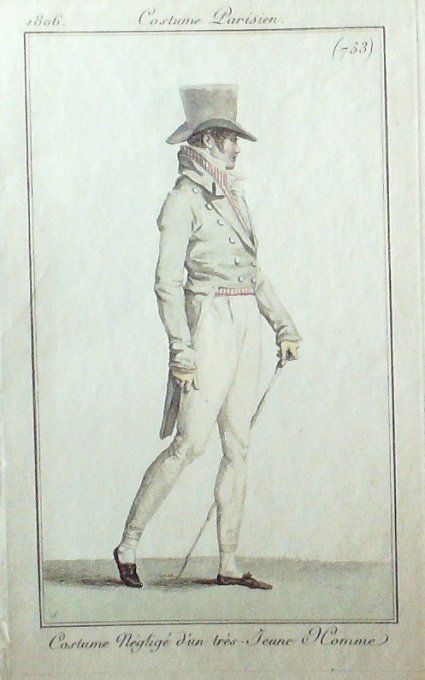 Gravure Mode Costume Parisien 1806 #  753 (eau forte old Fashion plate