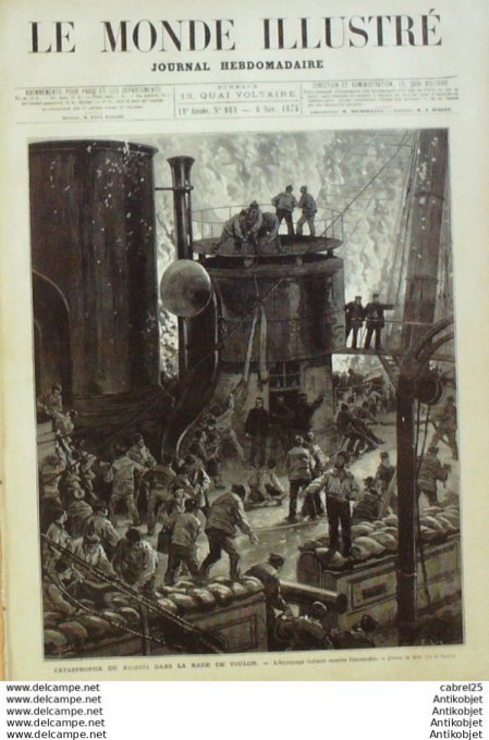 Le Monde illustré 1875 n°969 Dijon (21) St Etienne (42) Art Thmer Toulon (83) Navire Cuirasse Le Mag