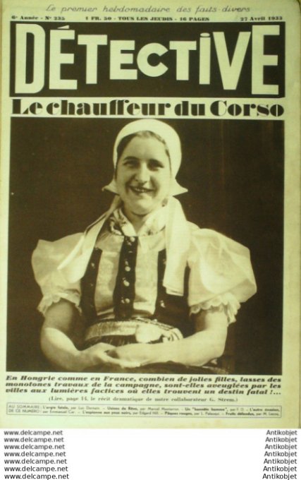 Détective 1933 # 235 Perreux Grasse Sanvignes-les-mines Marseille Bordeaux