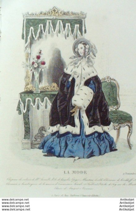 Gravure La mode 1839 # 41 (aquarelle old Fashion plate)