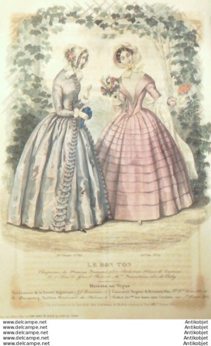 Gravure Mode Le Bon Ton 1847 14 # 21 (aquarelle old fashion plate)
