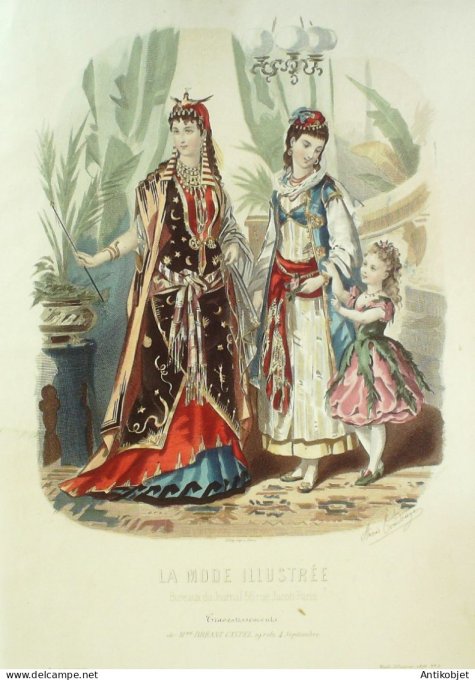 Gravure Mode illustree 1876 #  2 (Old Fashion plate)
