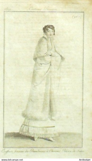 Costume Parisien 1809 # 967 (eau forte) Pelisse de satin