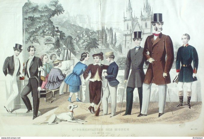 Gravure Mode L'Observateur 1860- 3 (Old Fashion plate) rare Amazone