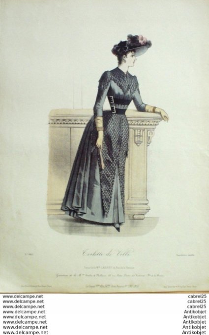 Gravure Mode Le Coquet 1888 # 40 (Old Fashion plate)