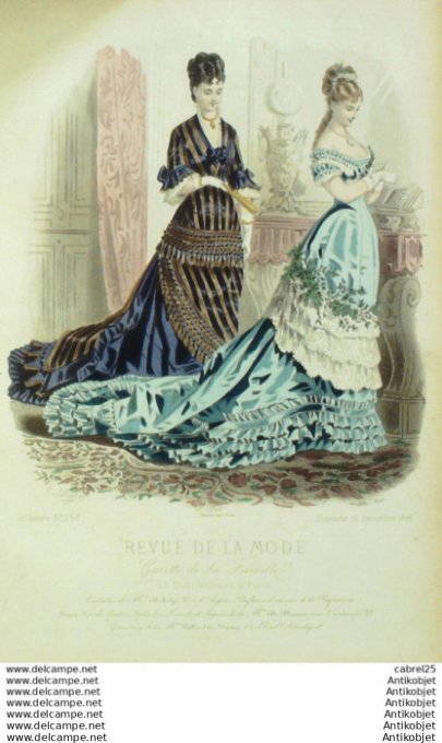Gravure Mode La Gazette 1876 # 258 (Old Fashion plate)