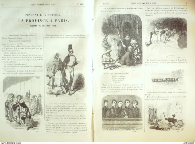 Petit journal pour Rire 1866 # 589 La Province a Paris Gustave Dore