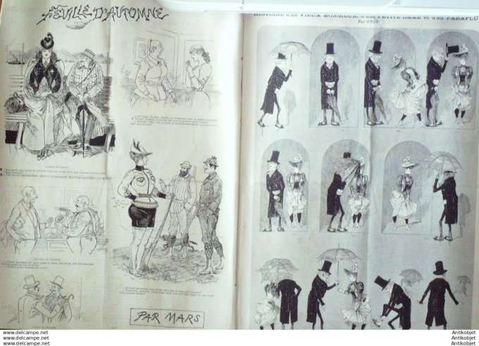 Le Journal Amusant 1891 # 1831 Histoire du vieux Monsieur d'une Dame et d'un parapluie par Stop