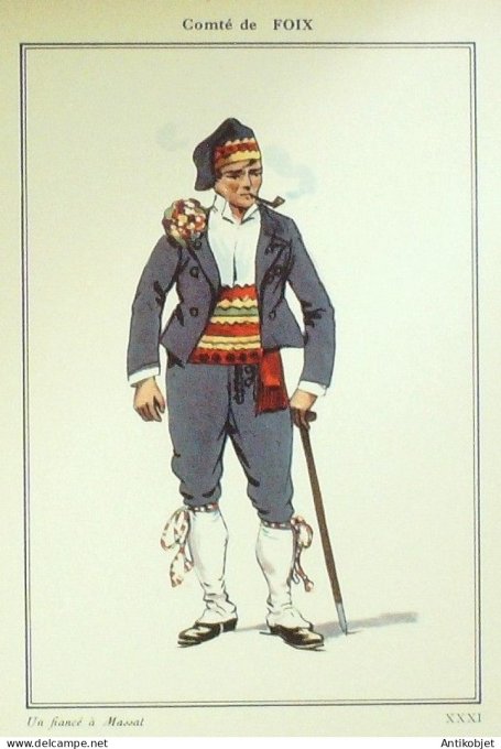 Occitanie Foix Comté de Massat (09) Berger signé  par P.A Leroux XXème