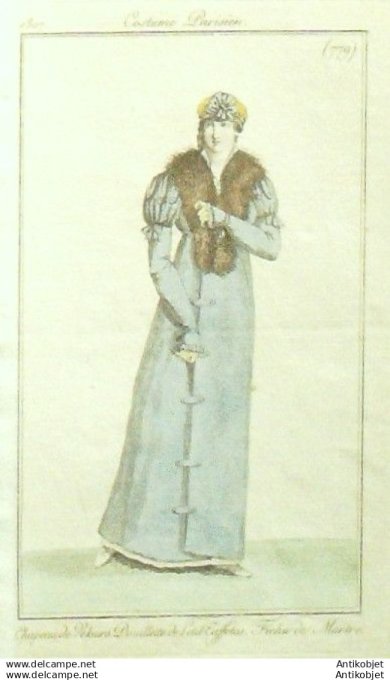 Gravure Mode Costume Parisien 1807 #  779 (eau forte old Fashion plate