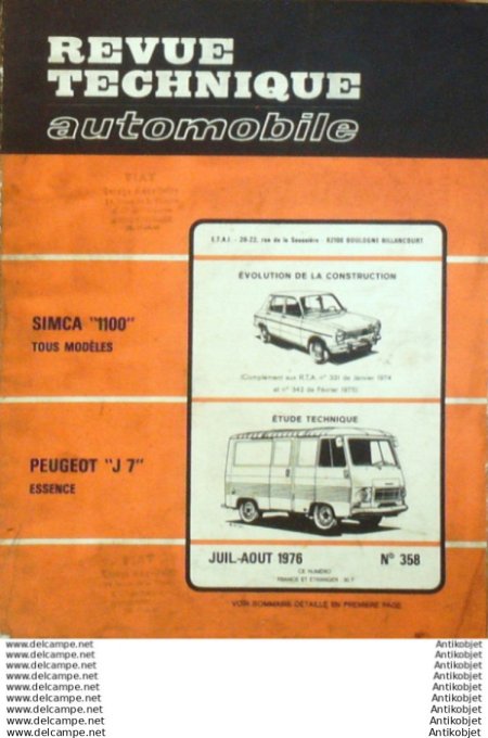 R.T Automobile Peugeot J 7 Simca 1100   # 358