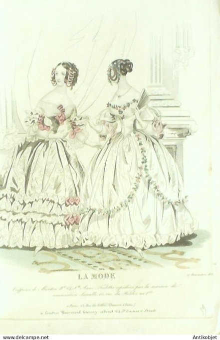 Gravure La mode 1838 # 39 (aquarelle old Fashion plate)