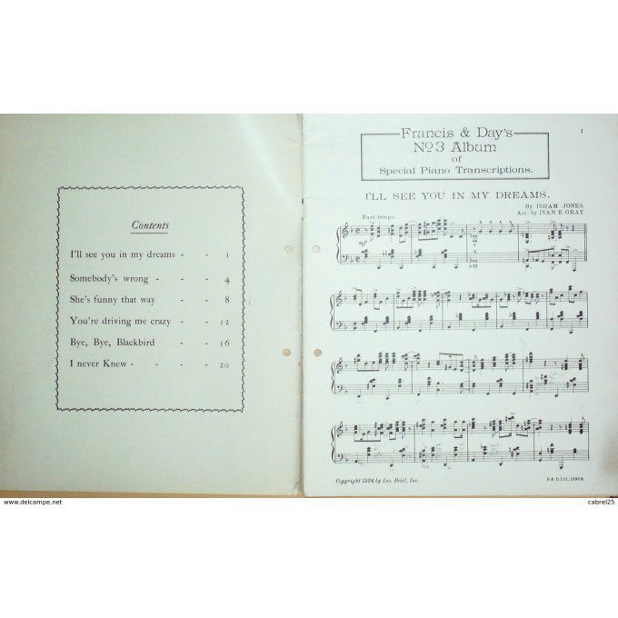 Francis Day's 3 6 Succès Piano 1927
