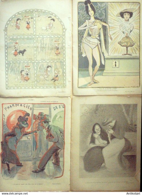 Le Rire 1901 lot 4 revues Willette Grandjouan Guydo Sancha Barcet Cardona Riezer Radiguet