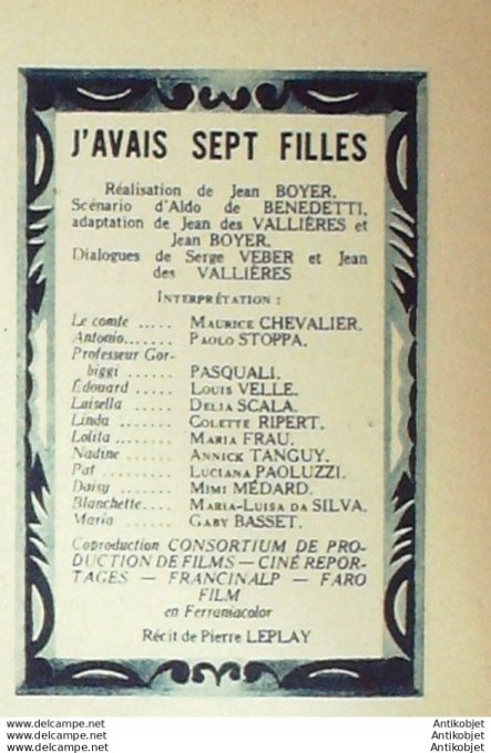 J'avais sept filles Annick Tanguy Colette Ripert Maria Frau + Film