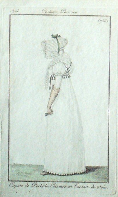 Gravure Mode Costume Parisien 1806 #  756 (eau forte old Fashion plate