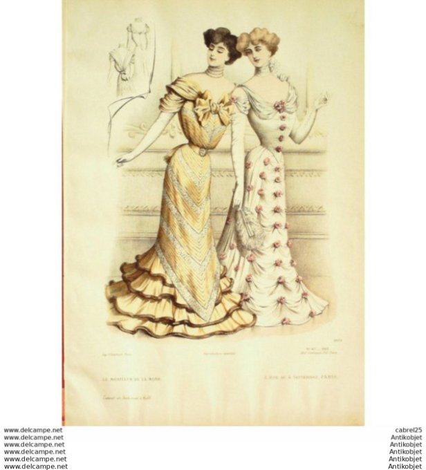 Gravure Mode Le Moniteur 1901 # 47 (Old Fashion plate)