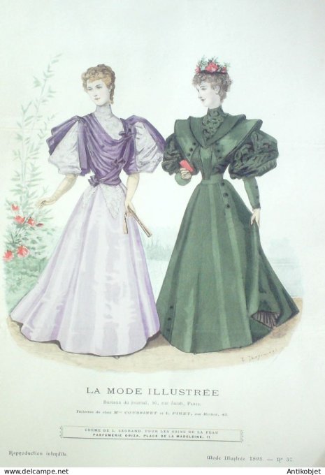 Gravure Mode illustree 1895 # 37 (Old Fashion plate) RARE