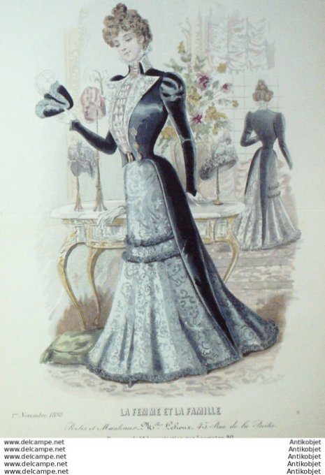 Gravure Mode La Femme & La Famille 1898 # 11 (Old Fashion plate)