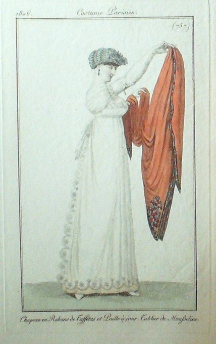Gravure Mode Costume Parisien 1806 #  757 (eau forte old Fashion plate