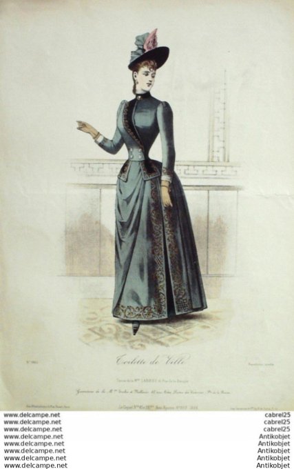 Gravure Mode Le Coquet 1888 # 41 (Old Fashion plate)