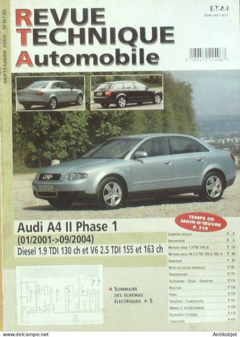 Revue Tech. Automobile 2009 n°B730 Audi A4 II phase 1