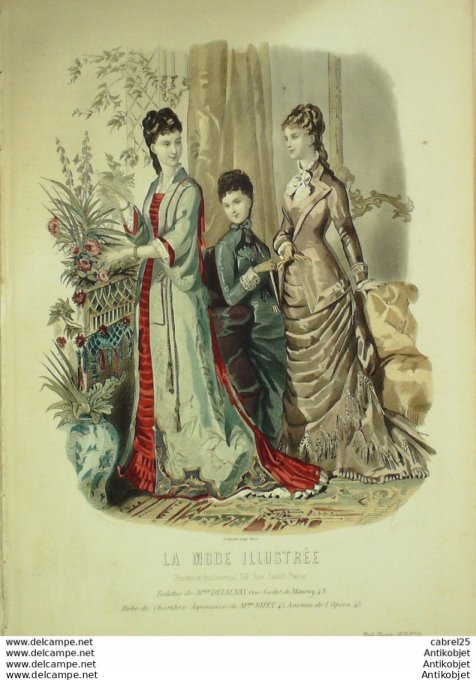 Gravure de mode La Mode illustrée 1878 n°35 (Maison Delaunay)