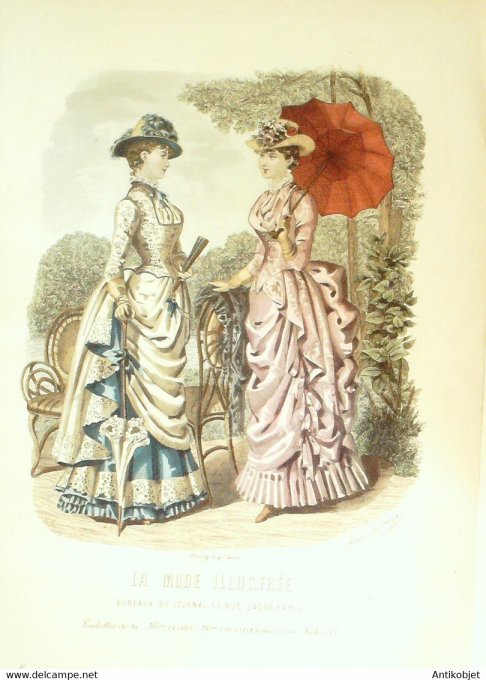 Gravure de mode La Mode illustrée 1883 n°31 (Maison Fladry-Coussinet)