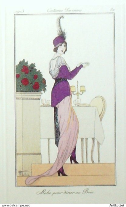 Gravure de mode Costume Parisien 1913 pl.082 VALLEE Armand Robe