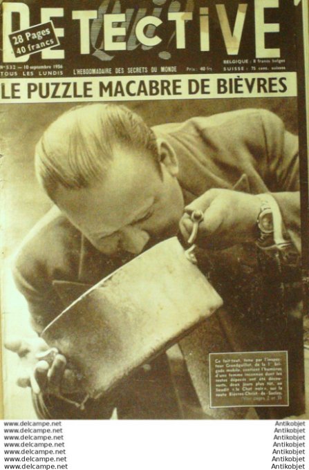 Détective 1956 # 532 Bièvres Nanterre Beaune-les-Mines St-Victor Marseille