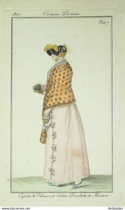 Costume Parisien 1807 # 847 (eau forte) Douillette de Florence