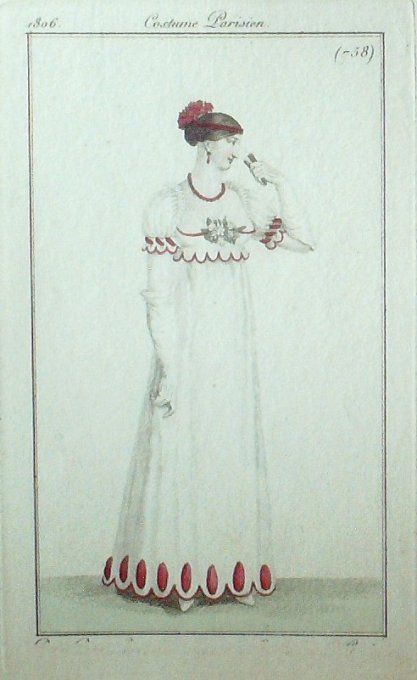 Gravure Mode Costume Parisien 1806 #  758 (eau forte old Fashion plate