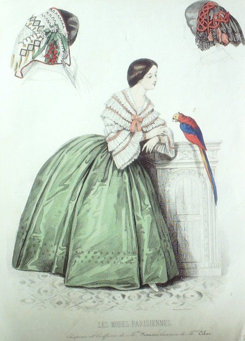 Gravure Les Modes Parisiennes 1857 # 758b Canezou Maison Colas