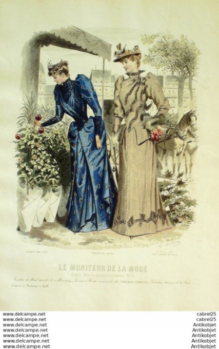 Gravure Mode Le Moniteur 1891 # 36 (Old Fashion plate)